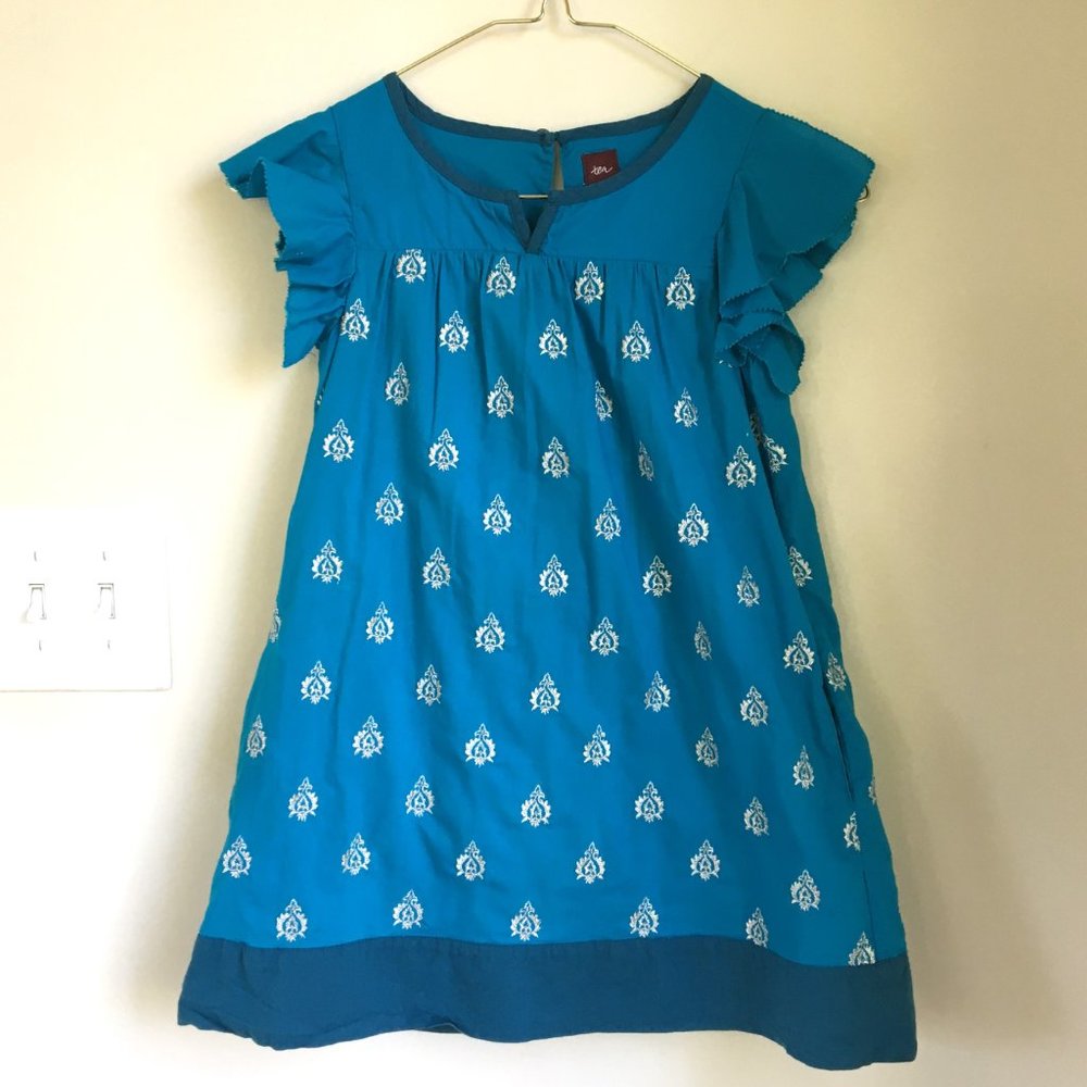 Tea Collection Hill Palace Embroidered Dress, Enamel Blue, Size 6